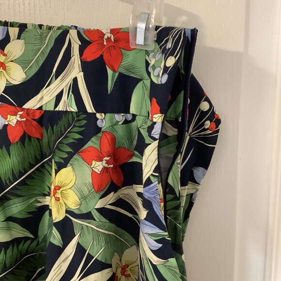 Zara Women's Tropical Floral Midi Skirt Size S Ruffle Hem Pockets Attached Belt - Picture 6 of 11